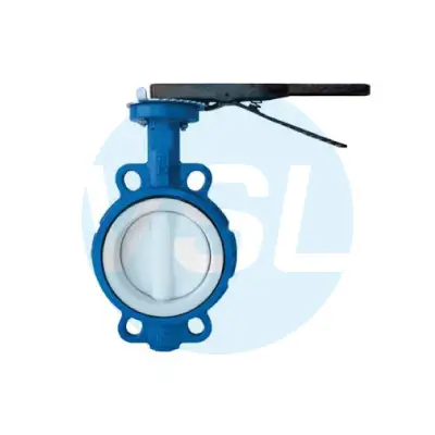 SAWCO PFA-Lined Wafer PTFE Butterfly Valve